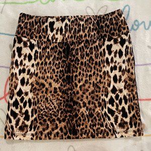 Brown AnimaCheetah Leopard Print Bodycon Pencil High Waist Skirt Womans sz Small